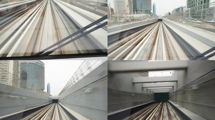 POV迪拜地铁进入隧道