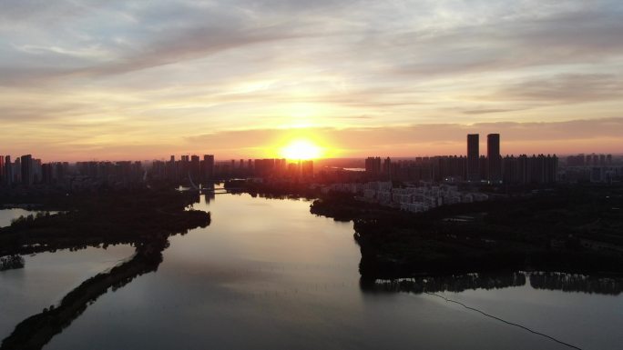 湿地日出 金银湖湿地