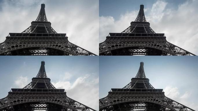 倾斜巴黎埃菲尔铁塔，时间流逝