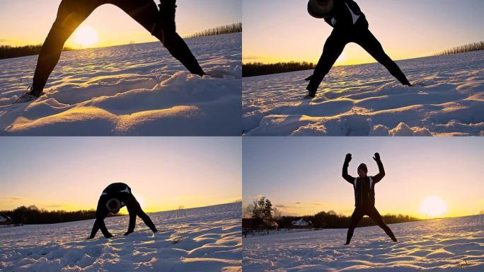 WS运动员在雪地里热身