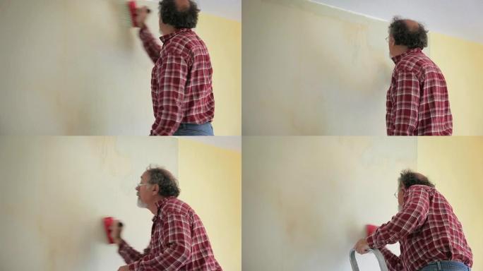 粘贴墙面粉刷墙外国人艺术创作
