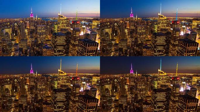 曼哈顿中城夜间的天际线