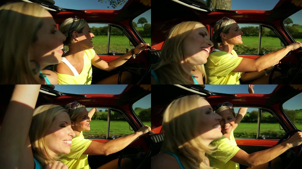 两个女孩开车外国女孩开车