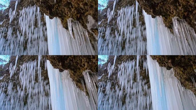 瀑布的DS冰柱冬季建筑冰雪融化