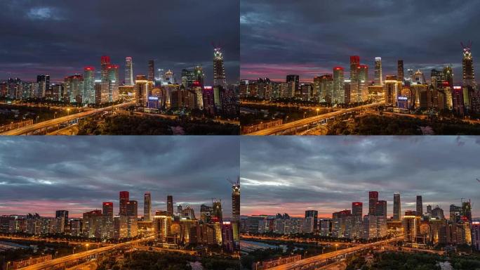 T/L WS HA PAN北京天际线高角度视图，昼夜过渡/中国北京