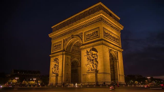 凯旋门之夜,巴黎城市地标建筑