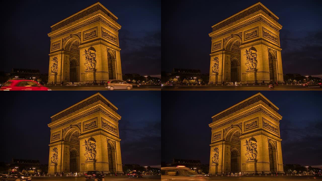 凯旋门之夜,巴黎城市地标建筑