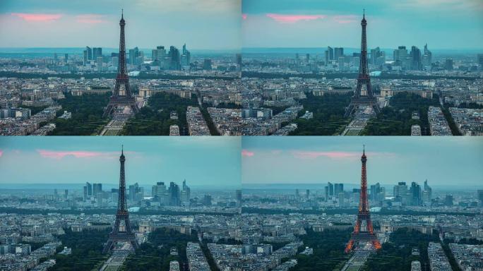 时间流逝: 巴黎天际线与埃菲尔铁塔