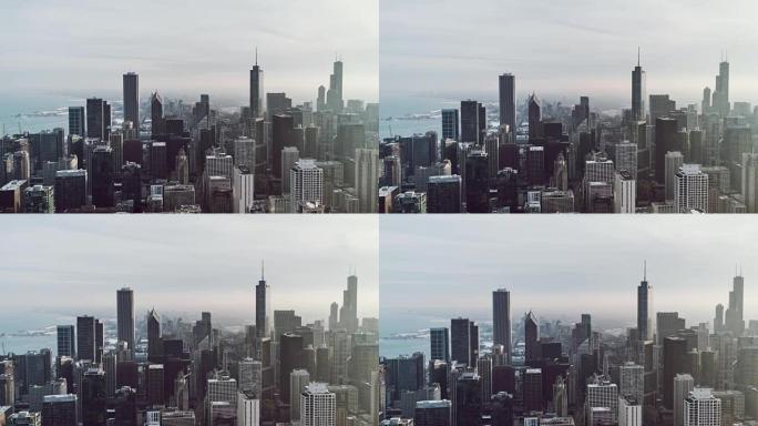 芝加哥天际线的T/L高角度视图