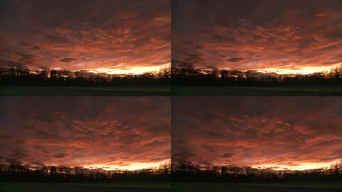 高清时间重叠：日落时的云景