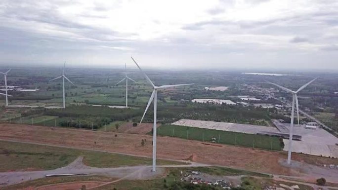 风力涡轮机替代能源的鸟瞰图