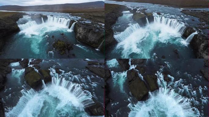 冰岛戈达福斯瀑布上空的飞行