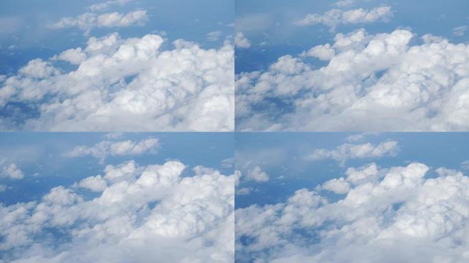 云俯拍蓝天白云飞机窗外