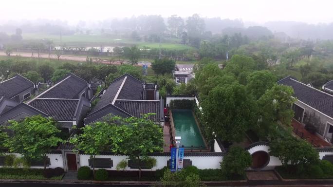 航拍美丽的小镇多组镜头