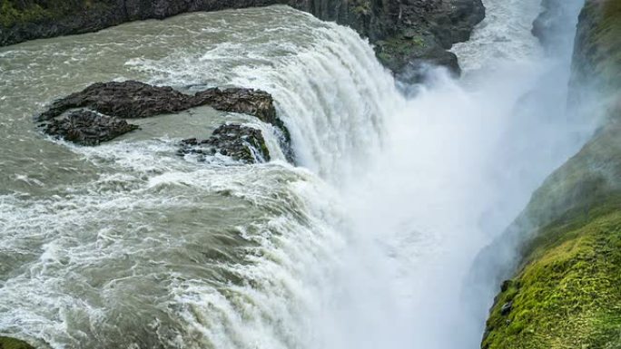 慢速运动Gullfoss瀑布冰岛