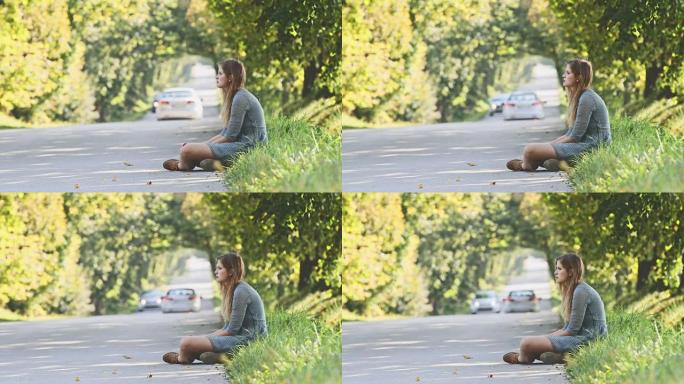 SLO MO DS被遗弃的女孩坐在路边