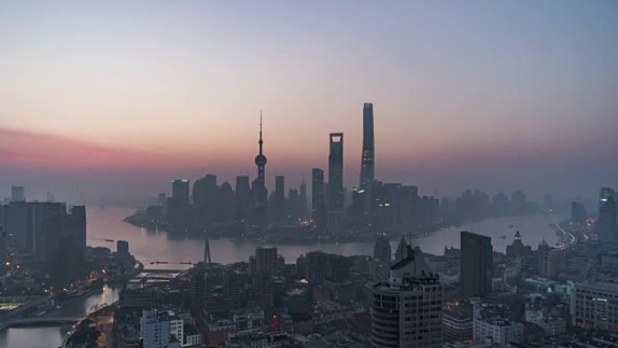 T/L WS HA上海天际线黎明，昼夜过渡/中国上海