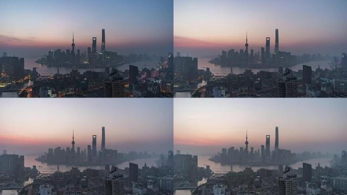 T/L WS HA上海天际线黎明，昼夜过渡/中国上海