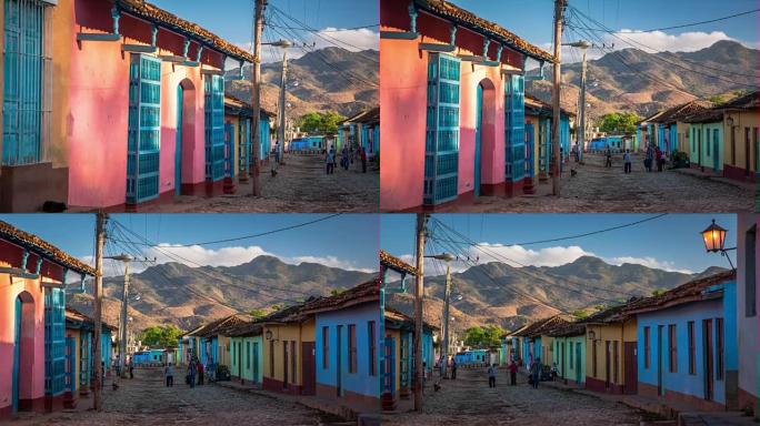 古巴: 旅行: 古巴特立尼达的彩色房屋