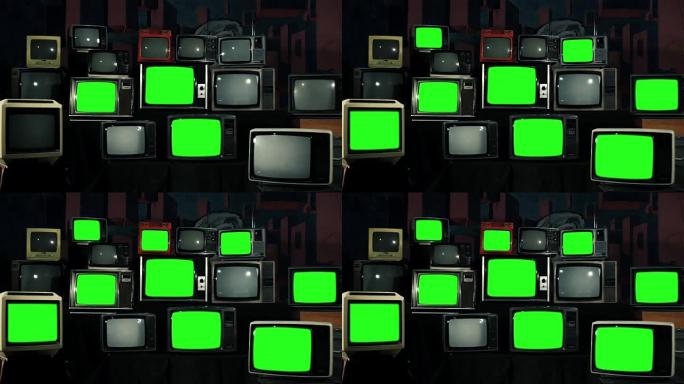 绿屏电视。铁调。80年代的美学。