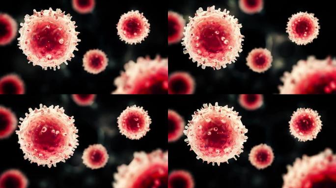 T细胞或病毒漂浮在红色