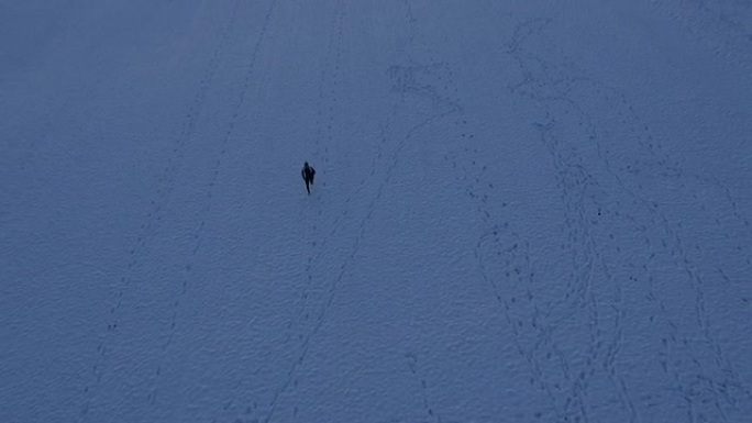 空中飞人在雪地上慢跑