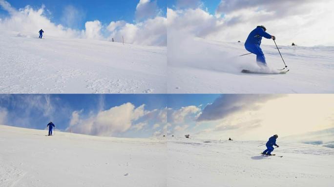 SLO MO Man在滑雪场上滑雪