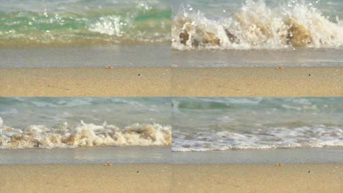 高清超级慢镜头：海浪拍打海岸