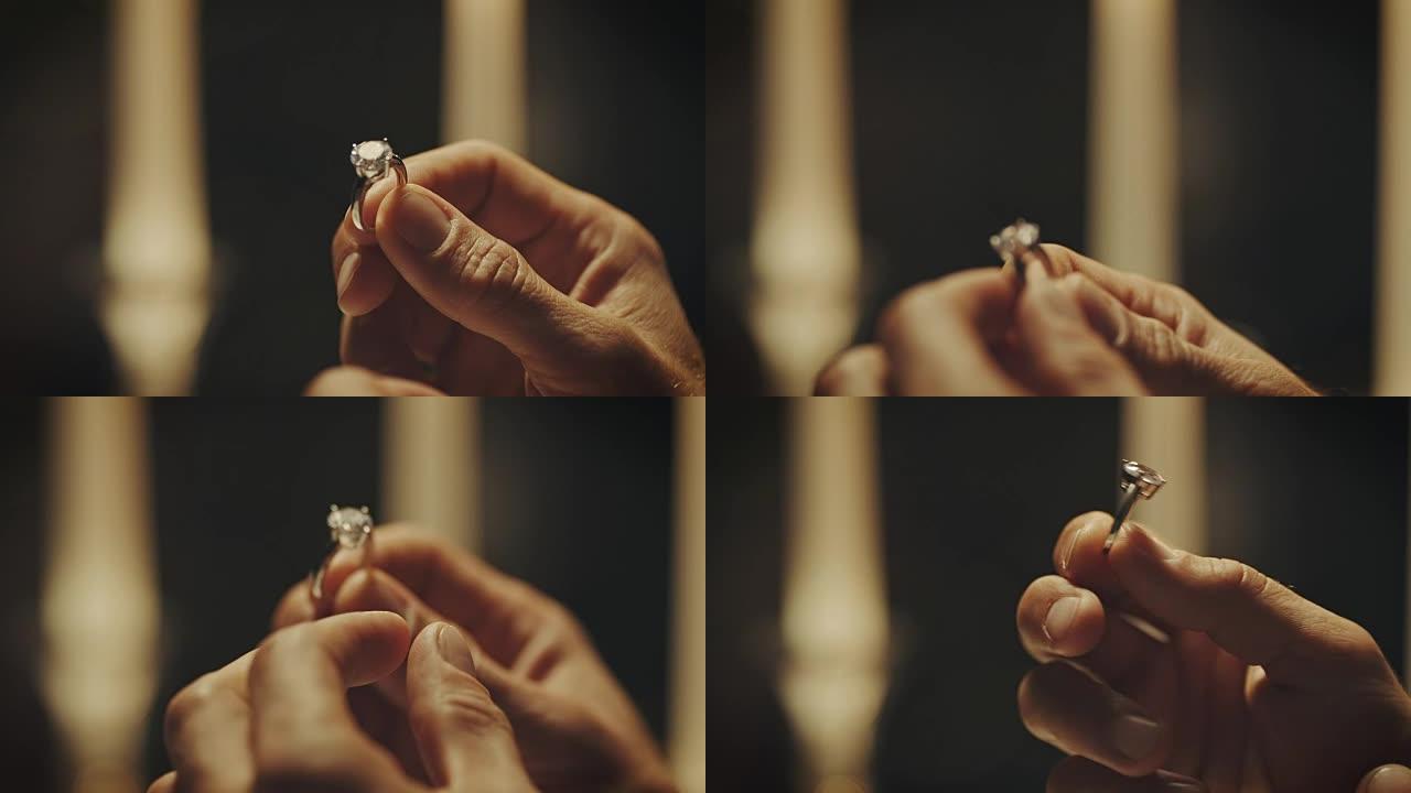 订婚戒指钻石戒指查看戒指
