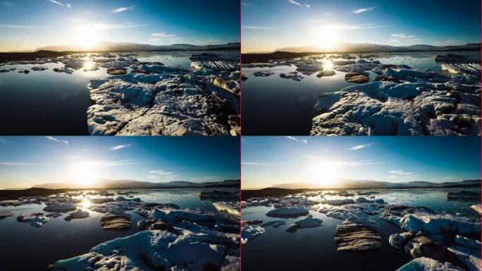 飞越融化的冰乞丐-约库尔萨隆冰岛