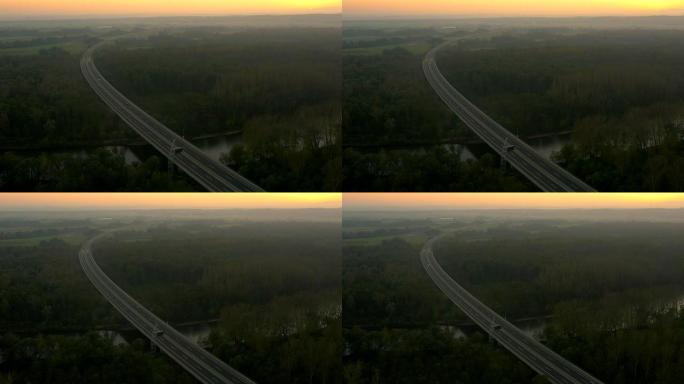 日落中的航空航天局高速公路高架桥
