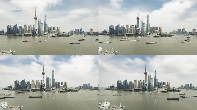 上海天际线/中国上海的T/L WS HA PAN高角度视图