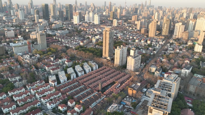 5K原素材-航拍上海徐汇区城市景观