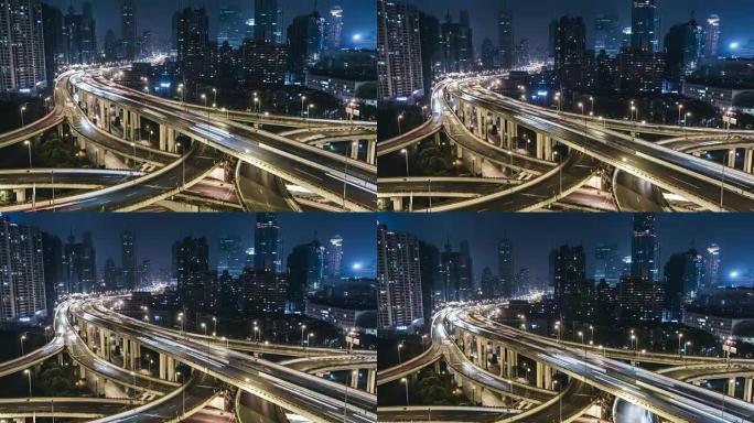 上海夜间/中国上海的T/L TU城市交通