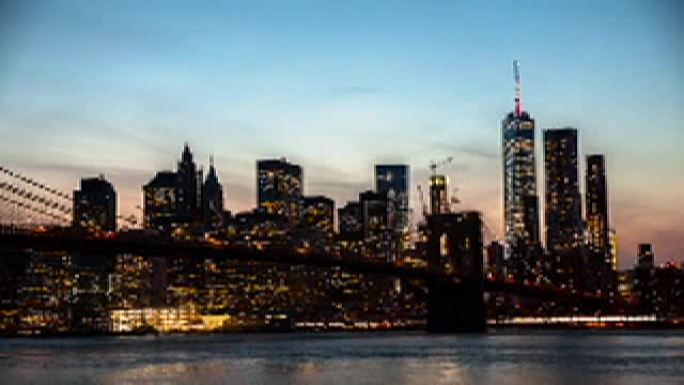 4k城市景观、景观和建立者: 纽约市曼哈顿天际线