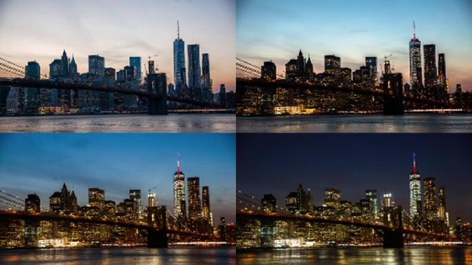 4k城市景观、景观和建立者: 纽约市曼哈顿天际线