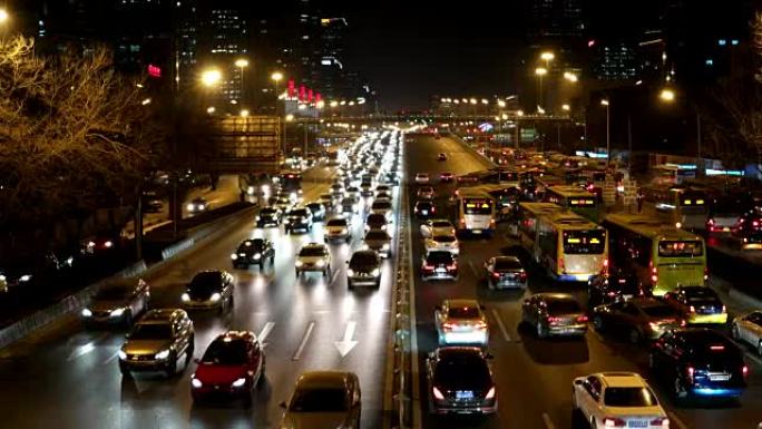 交通堵塞车流公路夜景汽车