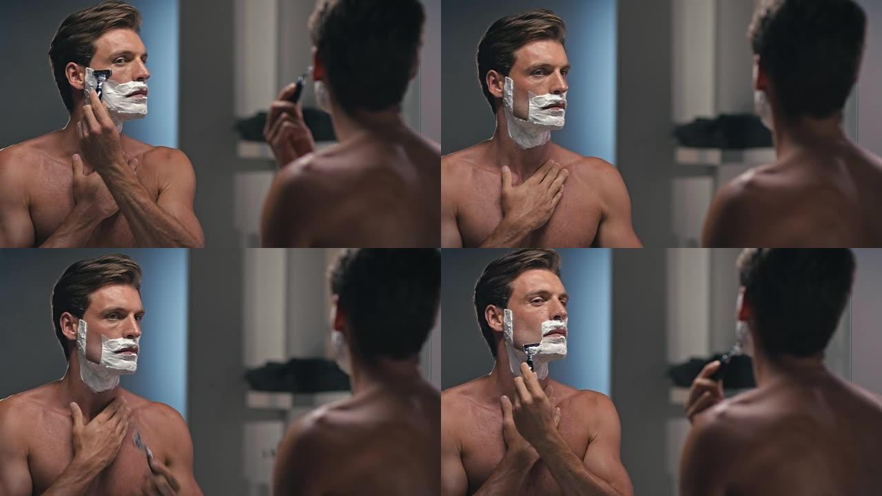 男人刮脸剃须刀胡须刀早上起床打扮打理