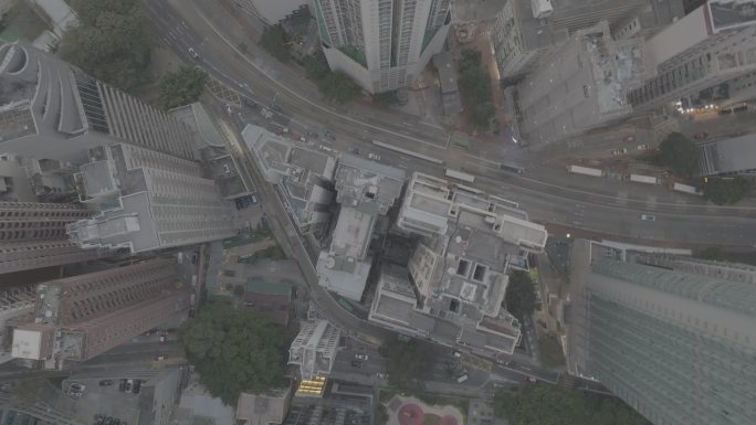 LOG格式航拍香港岛街道垂直
