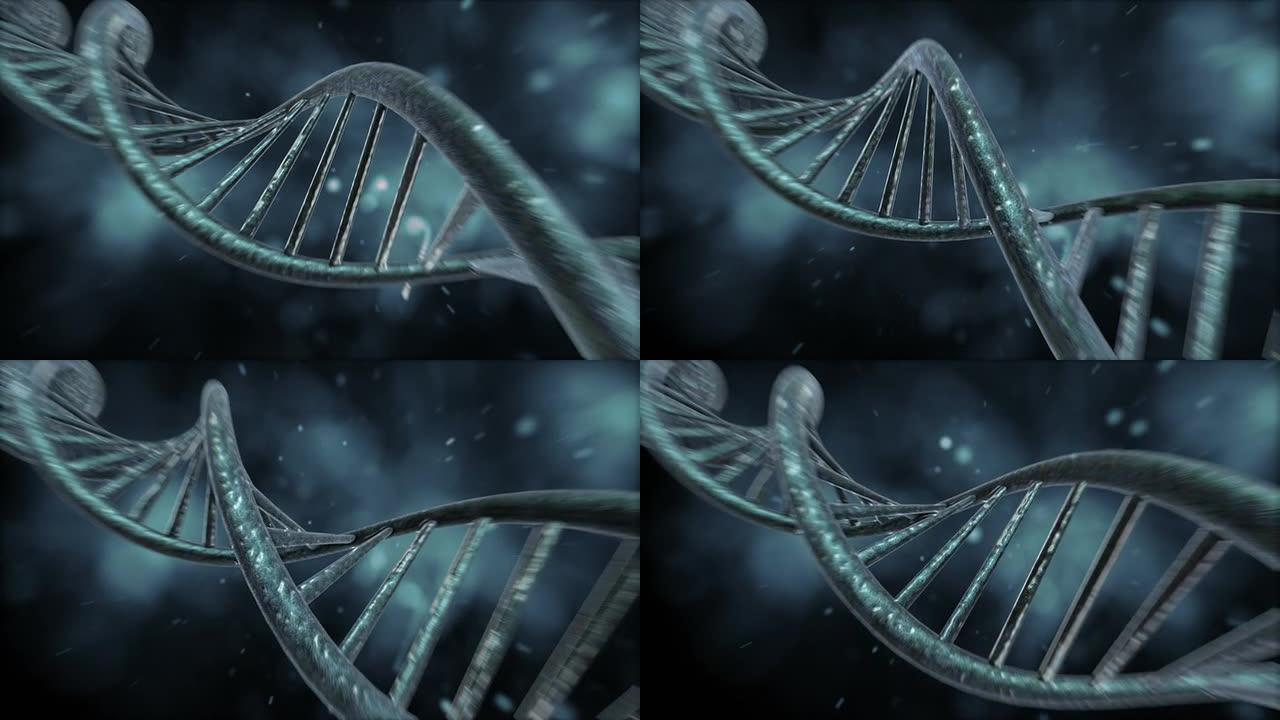 DNA链医学分子架构DNA链条转动三维动