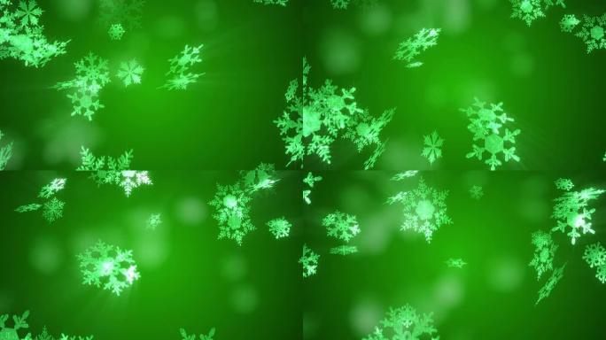 圣诞雪花背景绿色环形