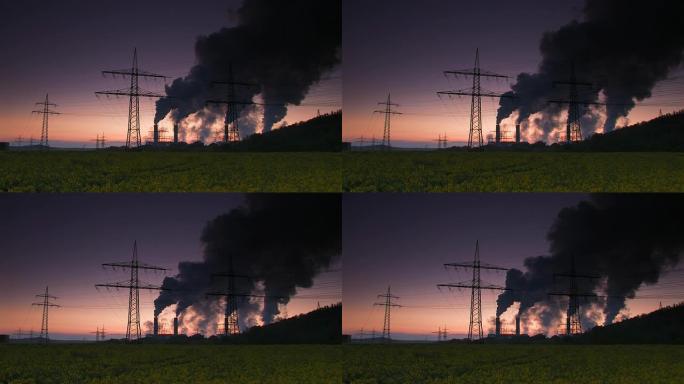 能源危机空气污染全球变暖烟囱冷却塔