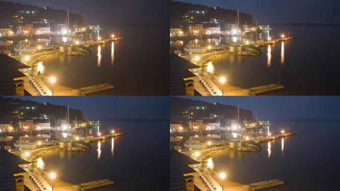高清延时: 晚上的皮兰码头
