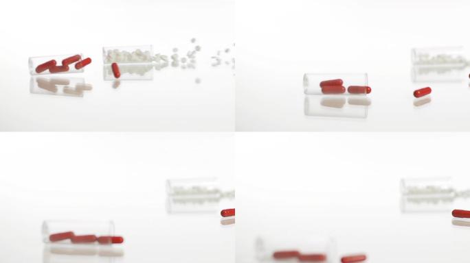 高清慢动作: 白色和红色药物
