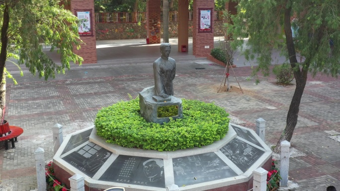 杨匏安雕像实拍  航拍
