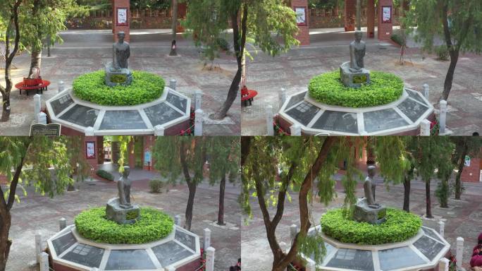 杨匏安雕像实拍  航拍