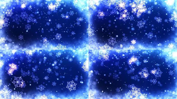 霜冻的蓝色雪花圣诞背景