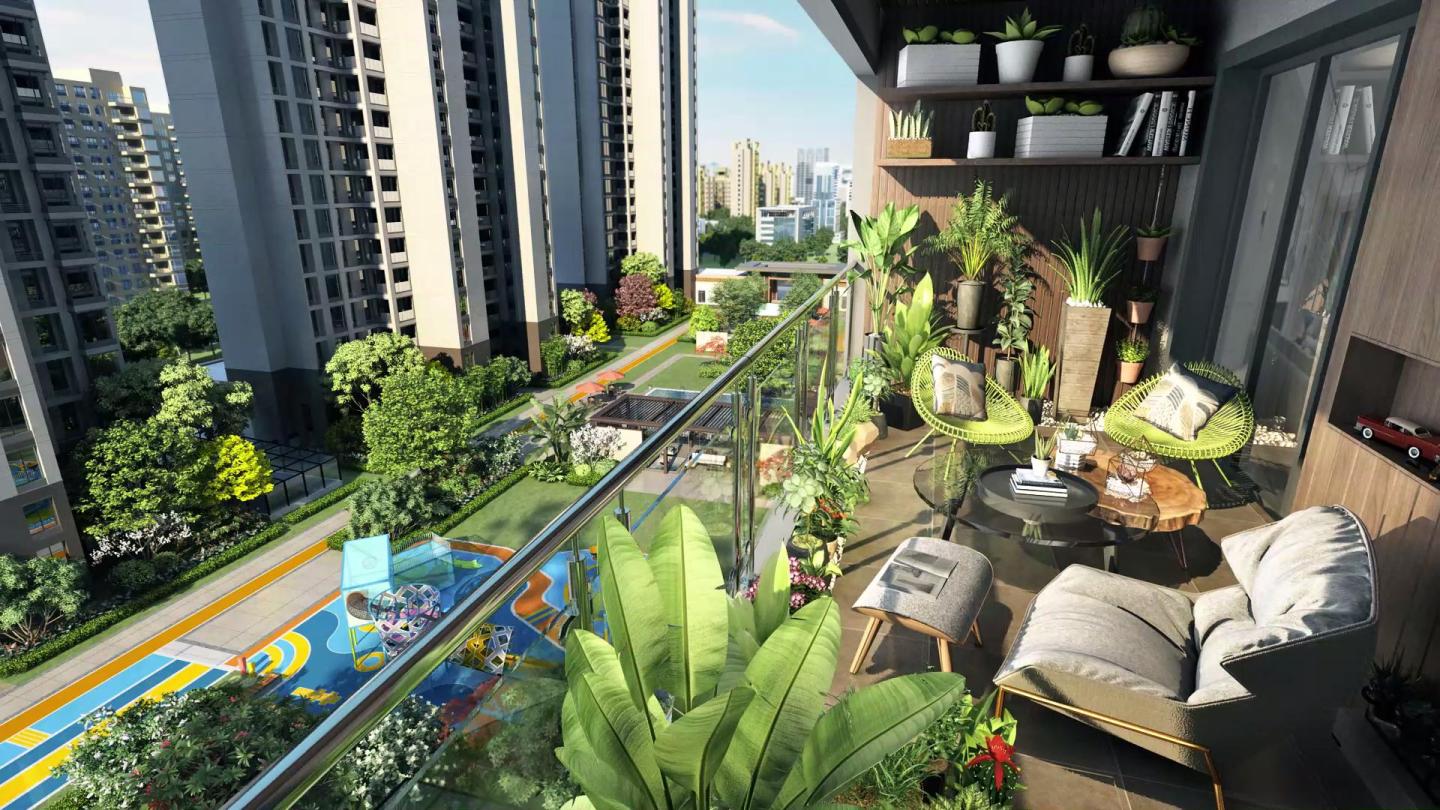 高层住宅阳台景观三维动画