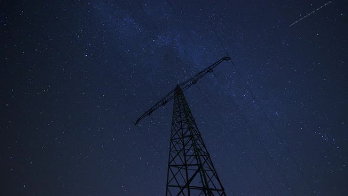 夜间电线杆星空流行