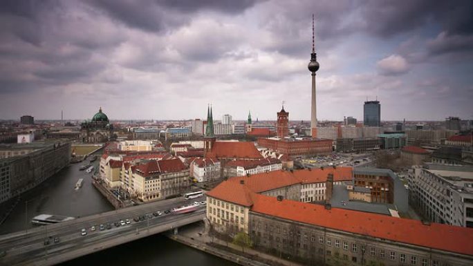 时间跨度：柏林柏林金融中心cbd城市航拍